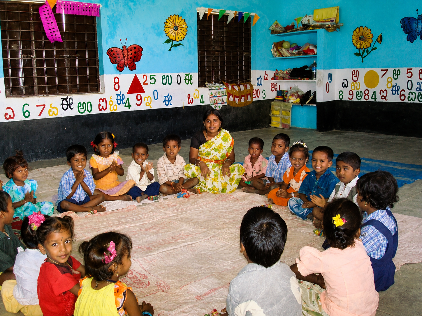 Children learning together in a Bala Vikasa Centre