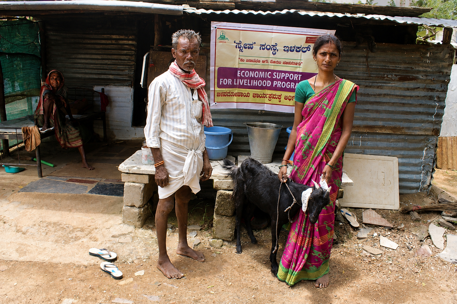 Family participating in an economic support for livelihoods programme