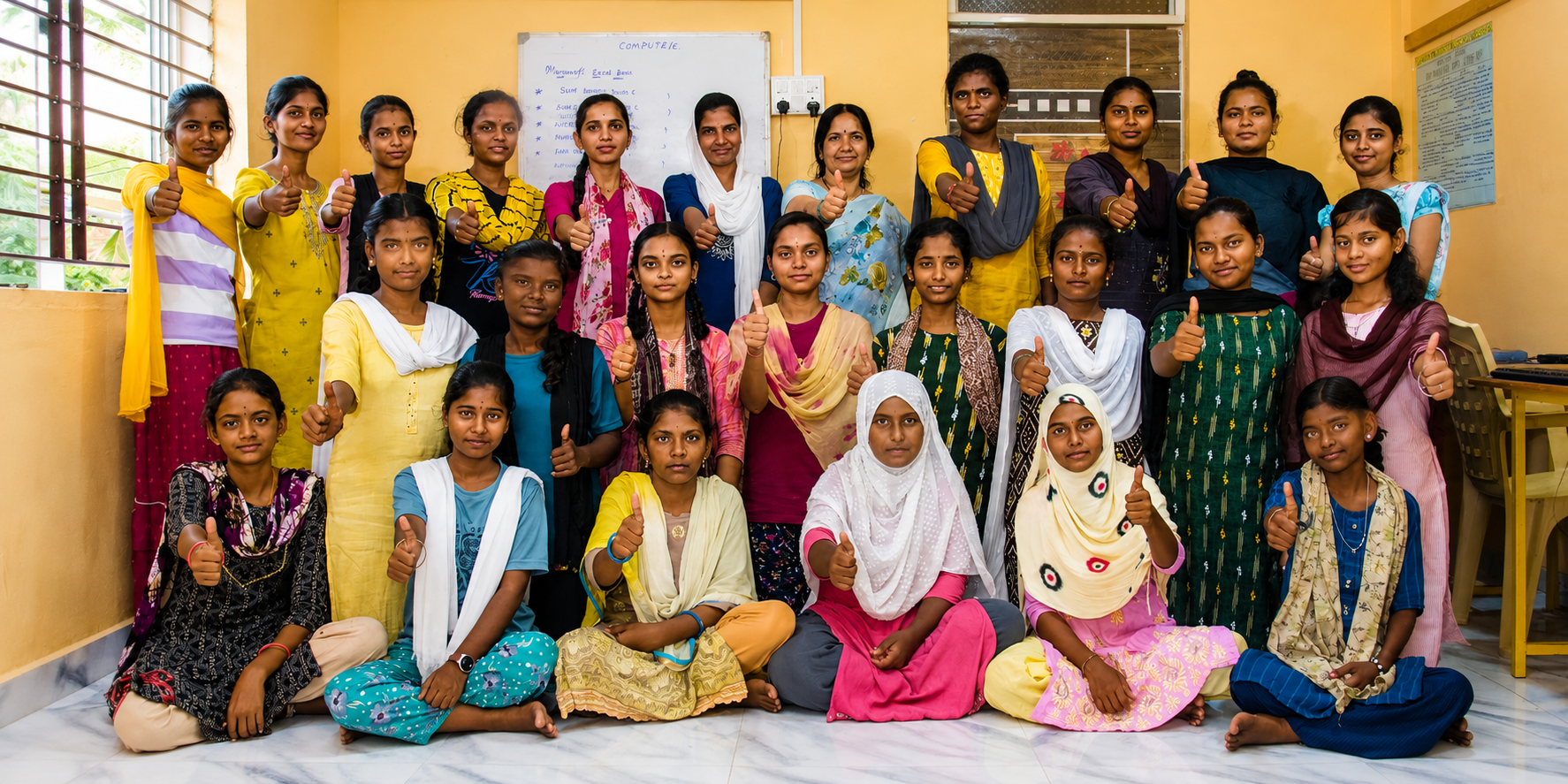 Woman celebrating progress in a digital learning session
